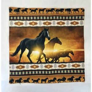 Pair NEW Pillow Covers  Aztec Native Horses Western  17x17 Zip Closure. Colorful